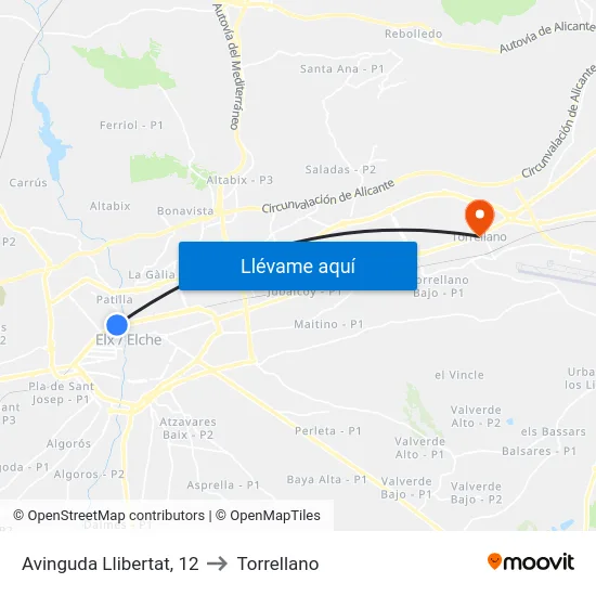 Avinguda Llibertat, 12 to Torrellano map