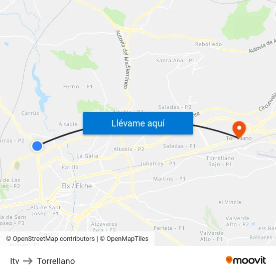 Itv to Torrellano map