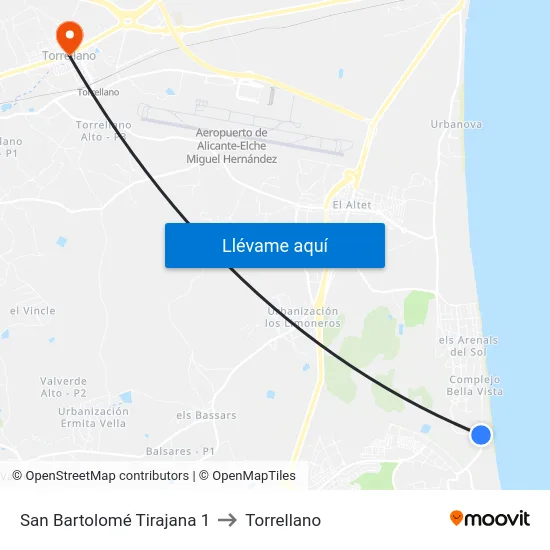 San Bartolomé Tirajana 1 to Torrellano map