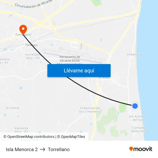 Isla Menorca 2 to Torrellano map
