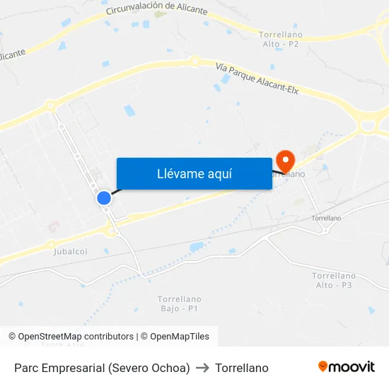 Parc Empresarial (Severo Ochoa) to Torrellano map