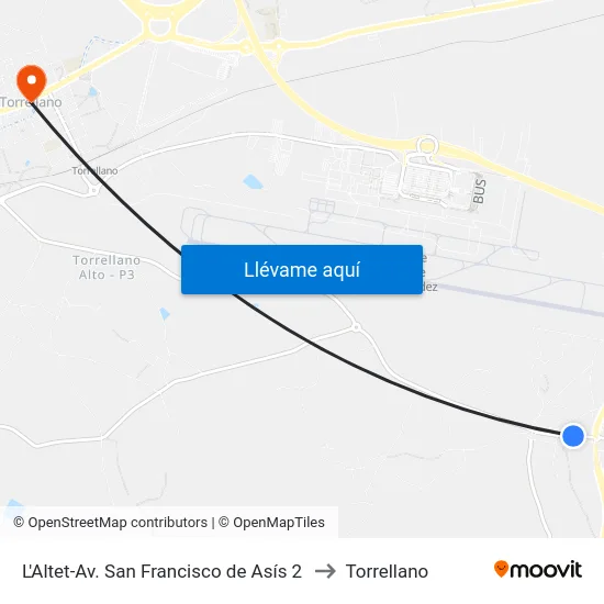 L'Altet-Av. San Francisco de Asís 2 to Torrellano map