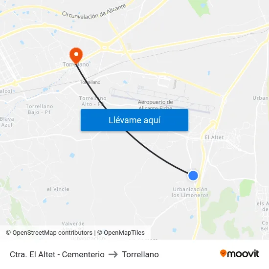 Ctra. El Altet - Cementerio to Torrellano map