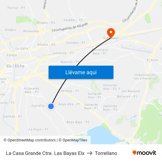 La Casa Grande Ctra. Las Bayas Elx to Torrellano map