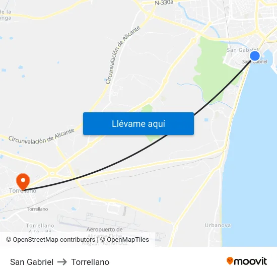 San Gabriel to Torrellano map