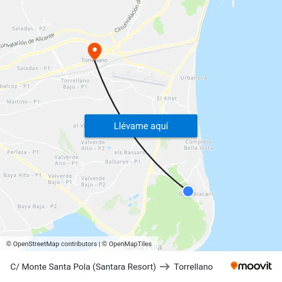 C/ Monte Santa Pola (Santara Resort) to Torrellano map