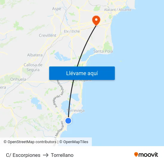 C/ Escorpiones to Torrellano map