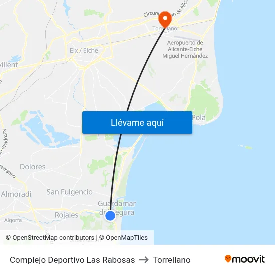 Complejo Deportivo Las Rabosas to Torrellano map