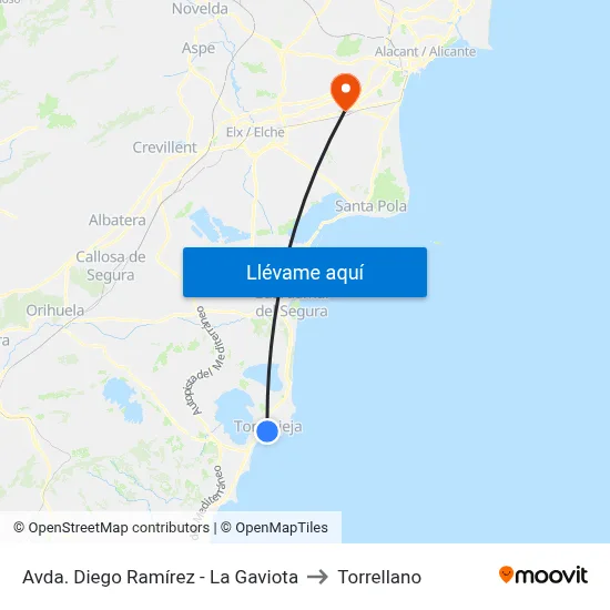 Avda. Diego Ramírez - La Gaviota to Torrellano map