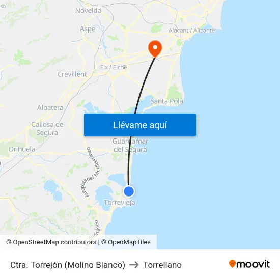 Ctra. Torrejón (Molino Blanco) to Torrellano map