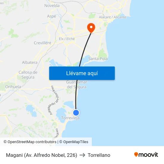 Magani (Av. Alfredo Nobel, 226) to Torrellano map