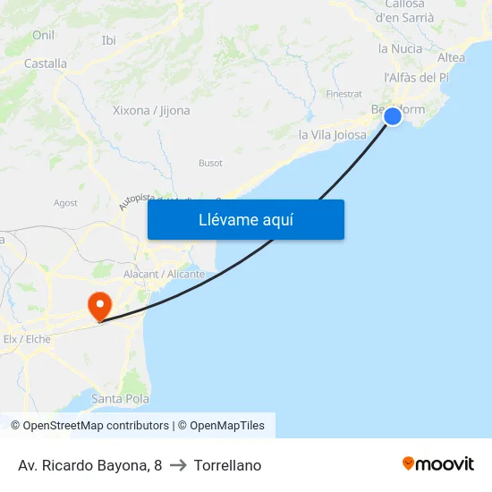 Av. Ricardo Bayona, 8 to Torrellano map