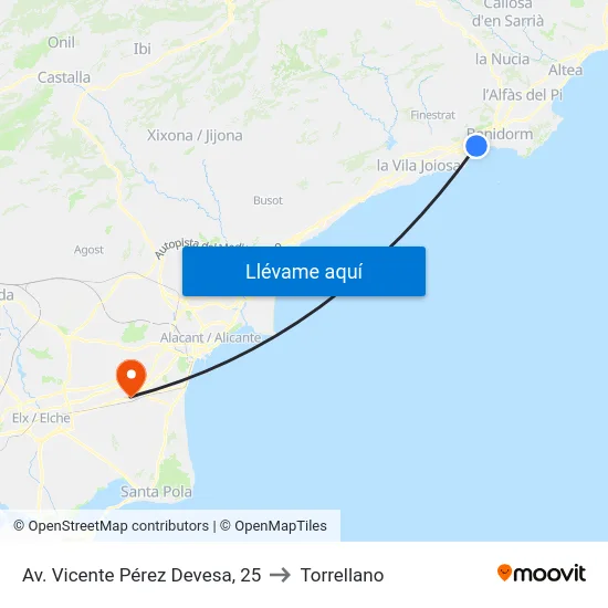 Av. Vicente Pérez Devesa, 25 to Torrellano map