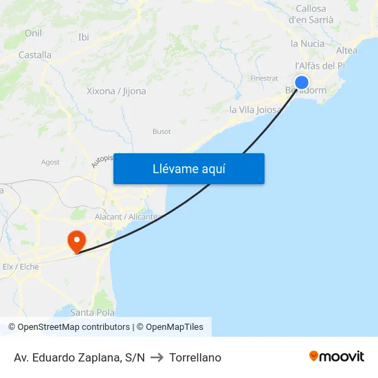 Av. Eduardo Zaplana, S/N to Torrellano map