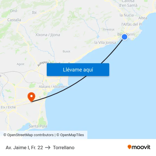 Av. Jaime I, Fr. 22 to Torrellano map