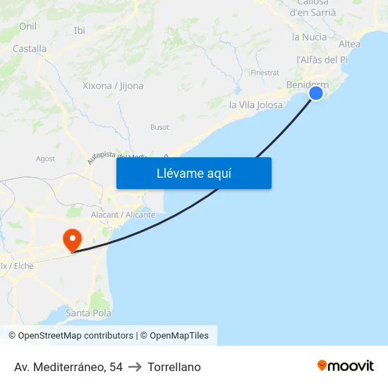Av. Mediterráneo, 54 to Torrellano map