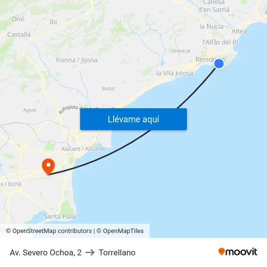 Av. Severo Ochoa, 2 to Torrellano map