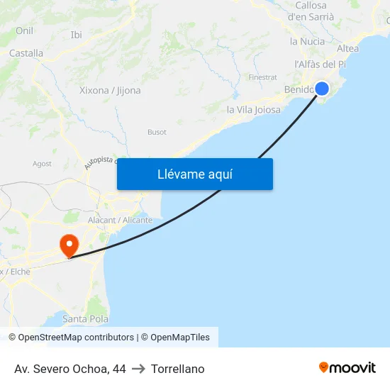 Av. Severo Ochoa, 44 to Torrellano map