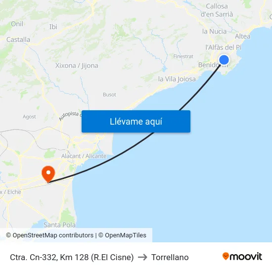 Ctra. Cn-332, Km 128 (R.El Cisne) to Torrellano map