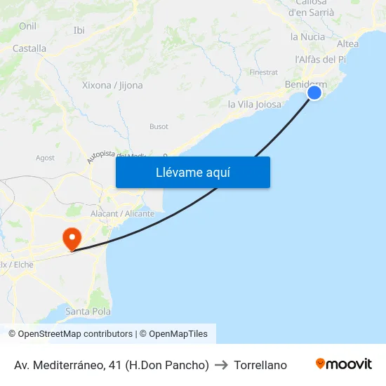 Av. Mediterráneo, 41 (H.Don Pancho) to Torrellano map