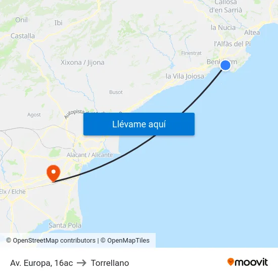 Av. Europa, 16ac to Torrellano map