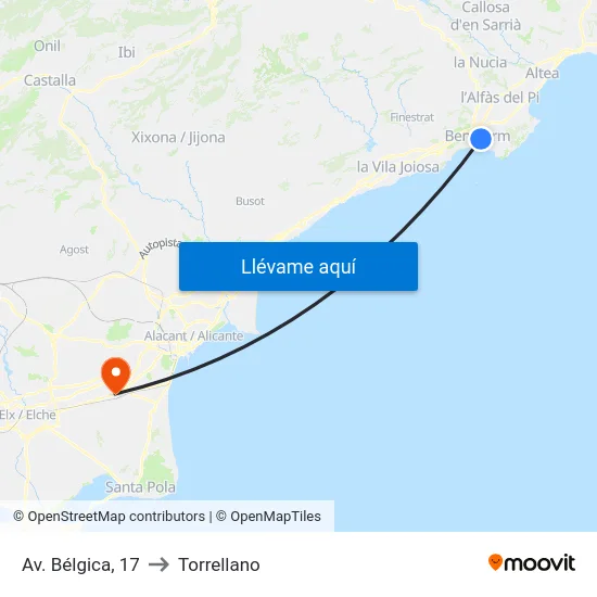 Av. Bélgica, 17 to Torrellano map