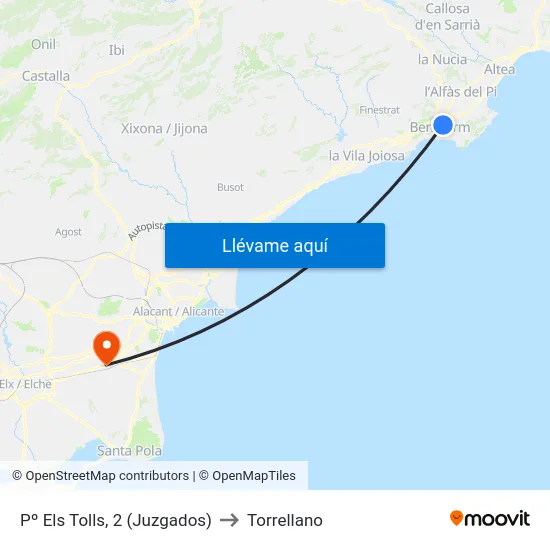 Pº Els Tolls, 2 (Juzgados) to Torrellano map