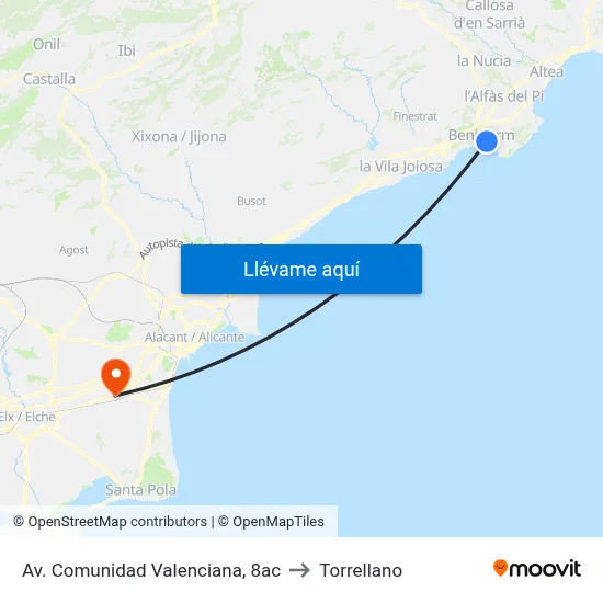 Av. Comunidad Valenciana, 8ac to Torrellano map