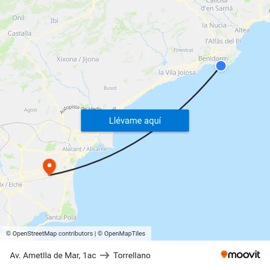 Av. Ametlla de Mar, 1ac to Torrellano map