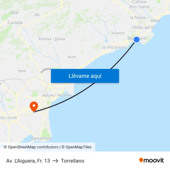 Av. L'Aiguera, Fr. 13 to Torrellano map