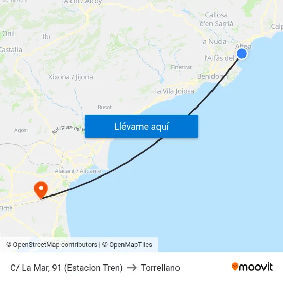 C/ La Mar, 91 (Estacion Tren) to Torrellano map