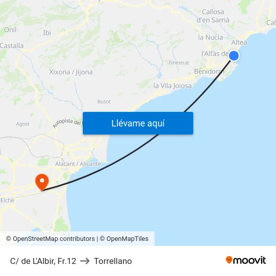 C/ de L'Albir, Fr.12 to Torrellano map