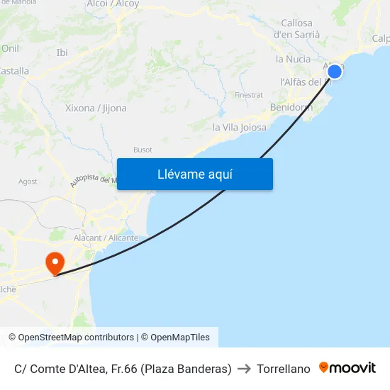C/ Comte D'Altea, Fr.66 (Plaza Banderas) to Torrellano map
