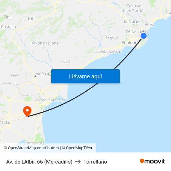 Av. de L'Albir, 66 (Mercadillo) to Torrellano map