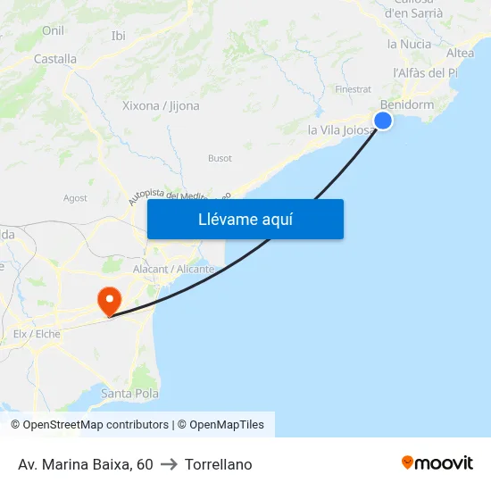 Av. Marina Baixa, 60 to Torrellano map