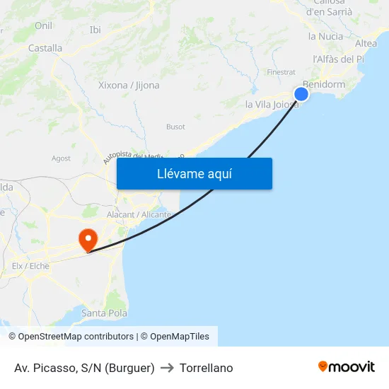 Av. Picasso, S/N (Burguer) to Torrellano map