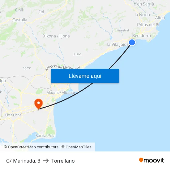 C/ Marinada, 3 to Torrellano map