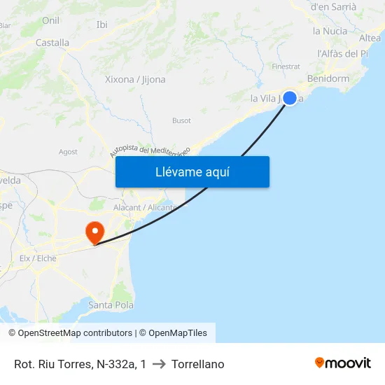 Rot. Riu Torres, N-332a, 1 to Torrellano map