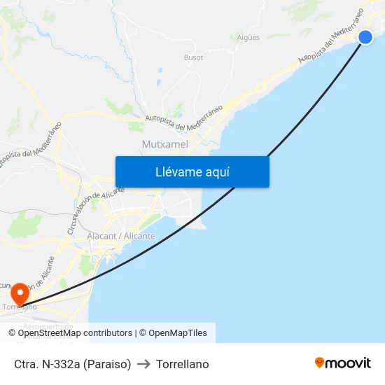 Ctra. N-332a (Paraiso) to Torrellano map