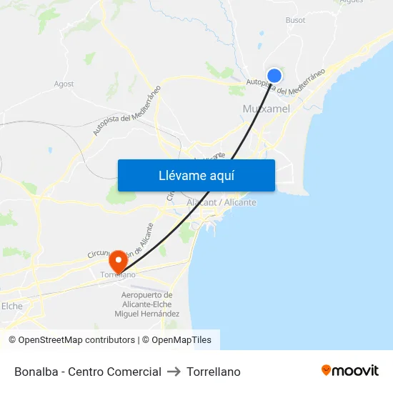 Bonalba - Centro Comercial to Torrellano map