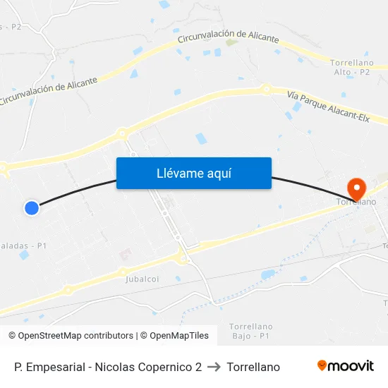 P. Empesarial - Nicolas Copernico 2 to Torrellano map