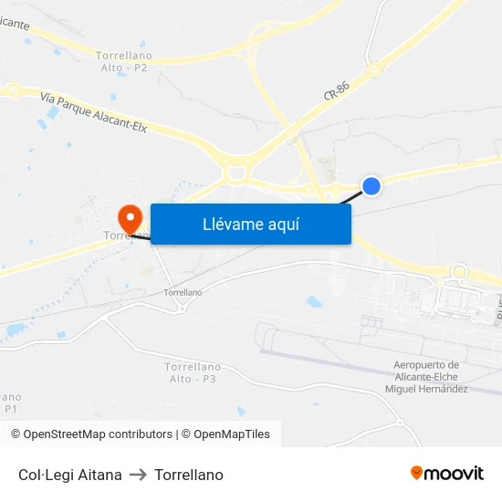 Col·Legi Aitana to Torrellano map