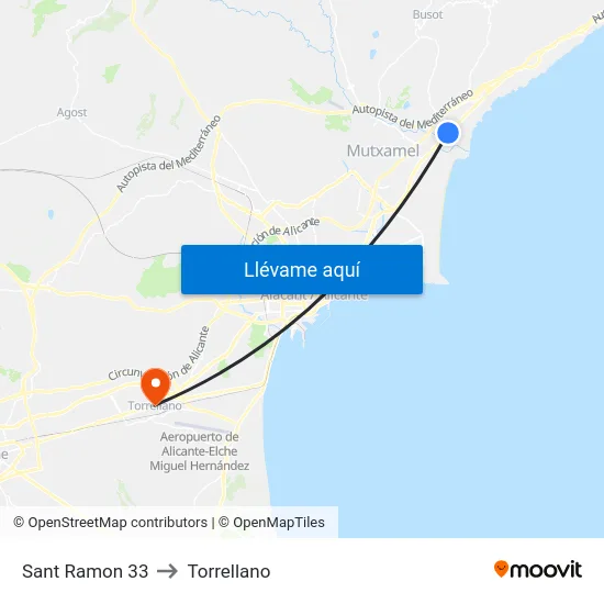 Sant Ramon 33 to Torrellano map