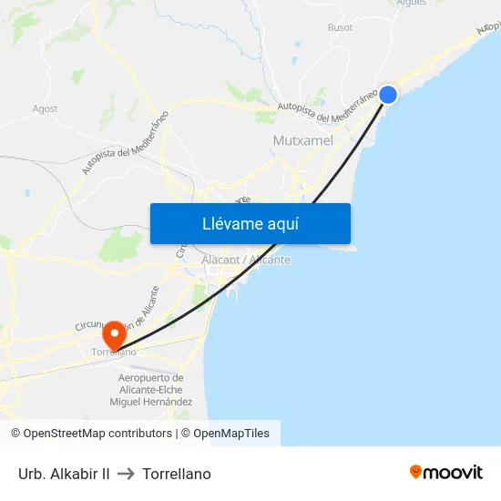 Urb. Alkabir II to Torrellano map