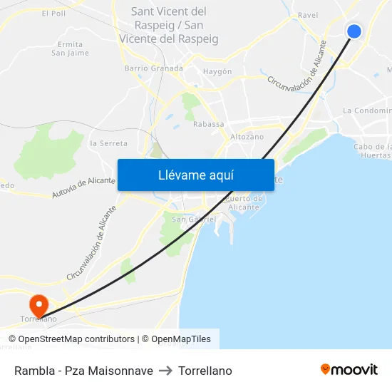Rambla - Pza Maisonnave to Torrellano map