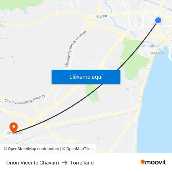 Orión-Vicente Chavarri to Torrellano map