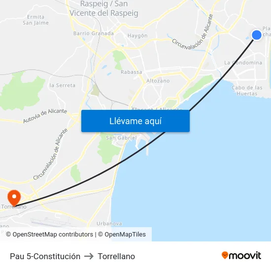 Pau 5-Constitución to Torrellano map