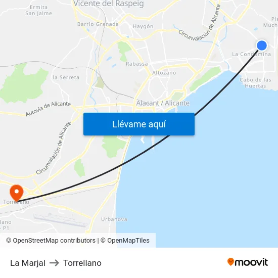La Marjal to Torrellano map