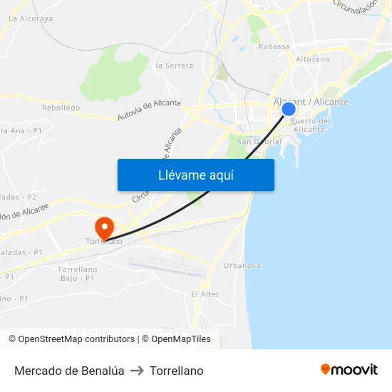 Mercado de Benalúa to Torrellano map