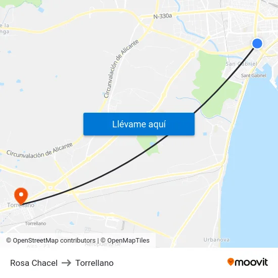 Rosa Chacel to Torrellano map